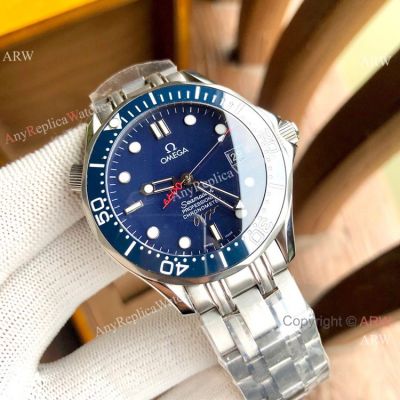 Fake Omega Seamaster James Bond 007 Blue Dial Stainless Steel Watches